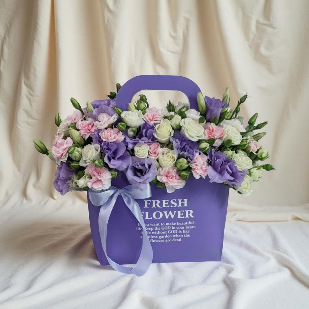 Aranjament Mini Trandafiri Pastel & Eustoma