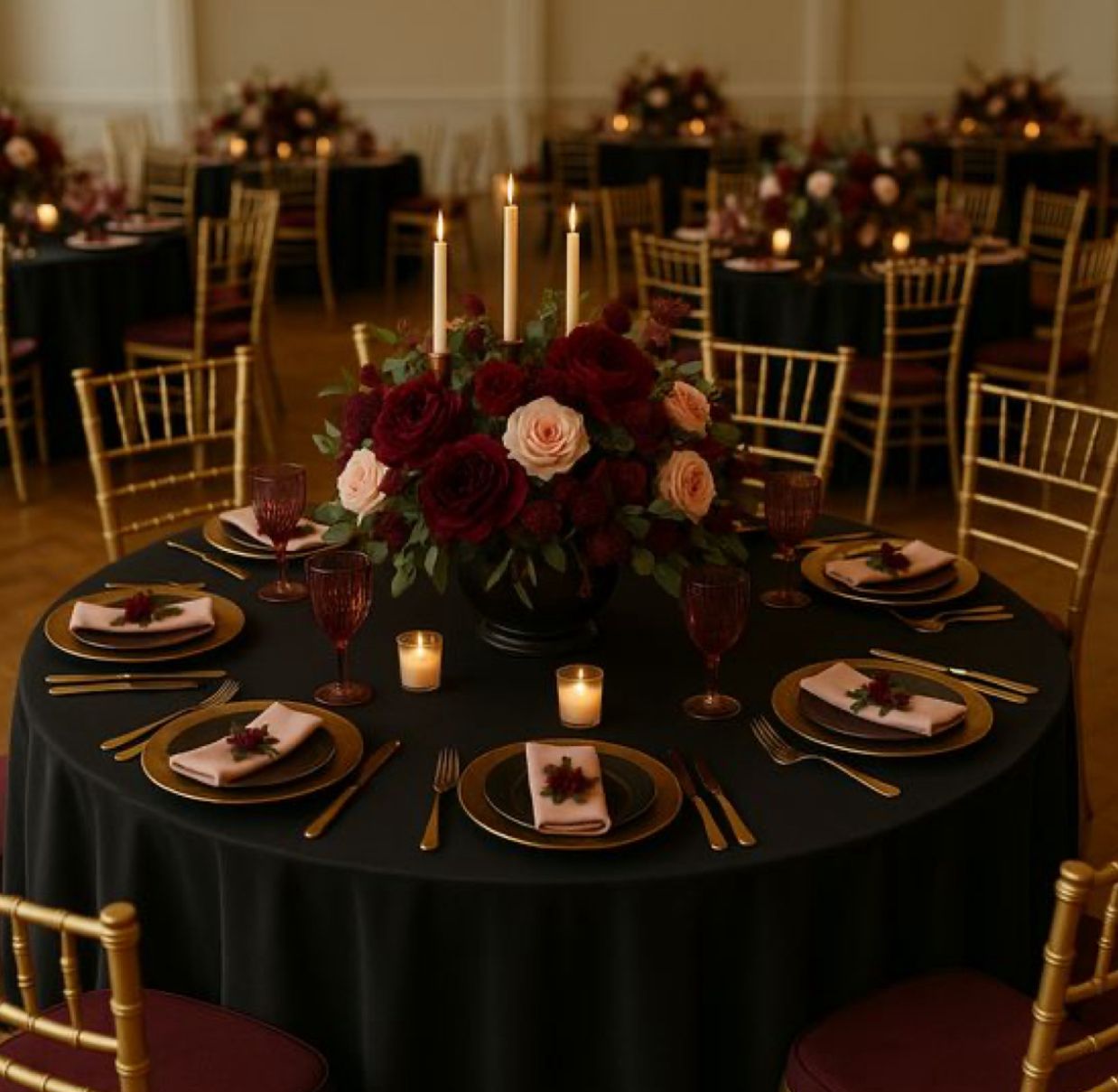 Aranjament Nuntă Trandafiri Burgundy & Roz Nude