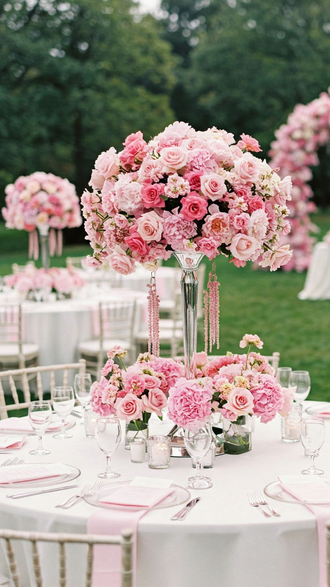 Aranjament nuntă cu trandafiri & hortensii