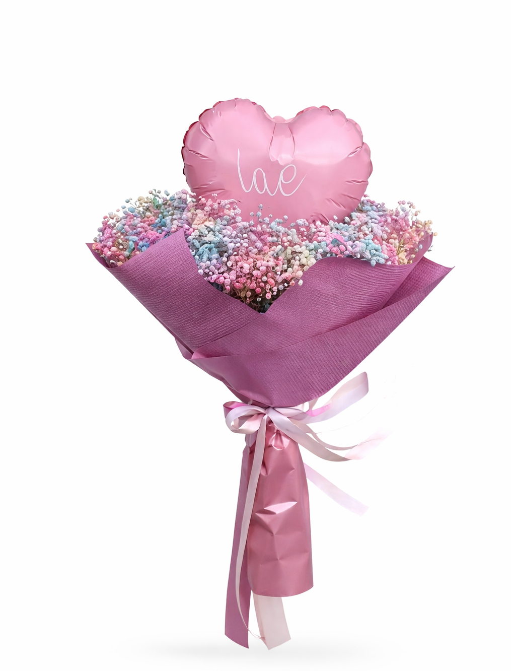 Buchet de flori – Gypsophila Multicolor cu Balon Love