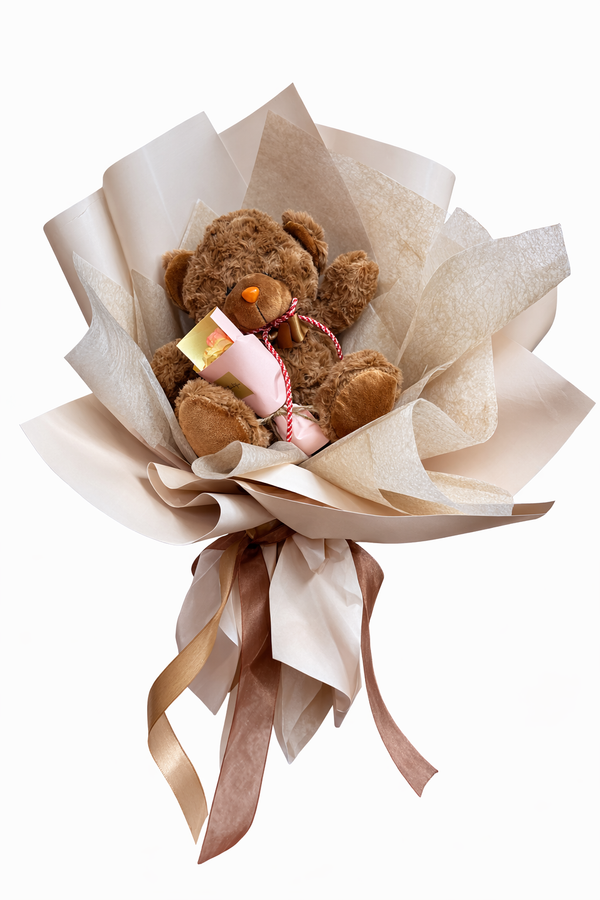 Buchet Cadou cu Ursulet si Floare – Cadou Romantic 8 Martie