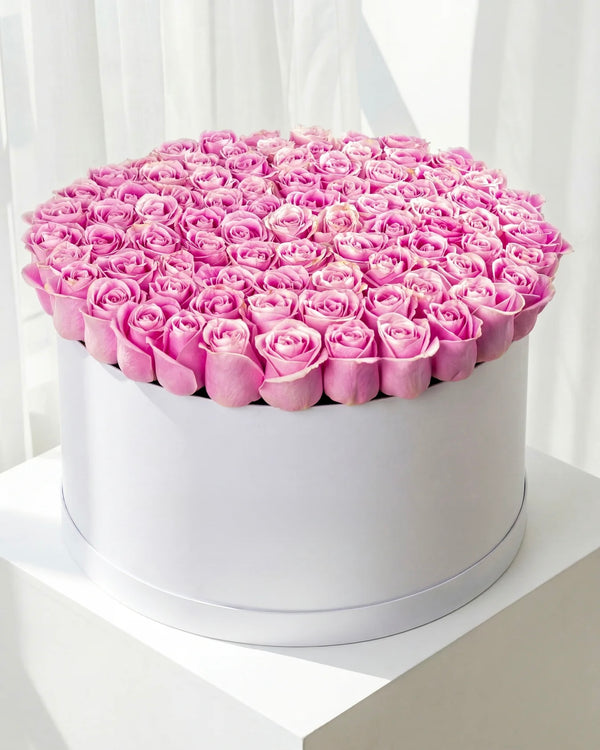 BLOOME Pink Infinity – cutie premium cu trandafiri roz