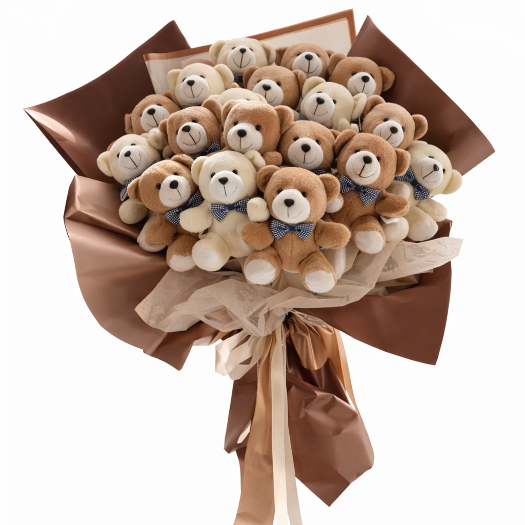 Buchet 25 Ursuleti Premium – Aranjament Romantic Elegant