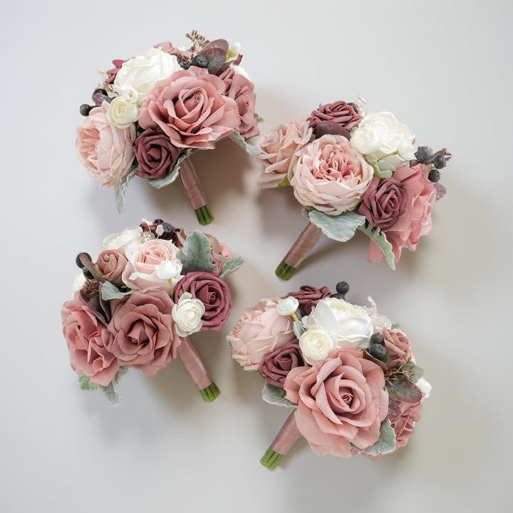 Cocarde Domnișoare de Onoare în nuanțe Dusty Rose